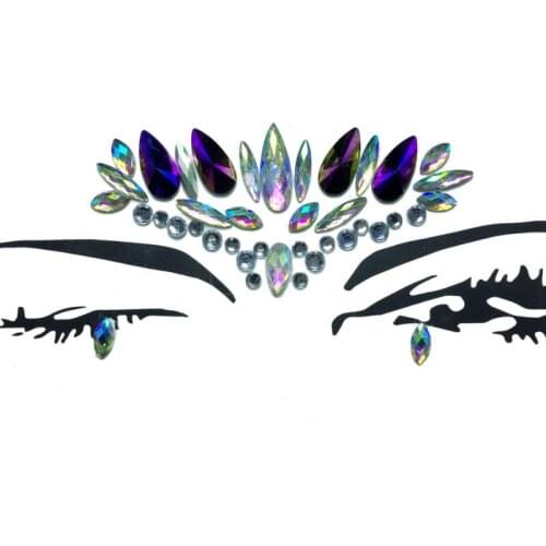 6pcs/set Temporary Tattoos Face Jewelry Gems Rhinestone Decoration Makeup Shining Festival Flash Tattoos Body Art Stickers