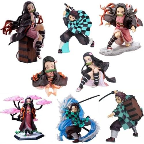 Demon Slayer Kimetsu No Yaiba Anime Figures Tanjirou Nezuko Zenitsu PVC Devils Blade Action Figures Collectible Model Toys Doll