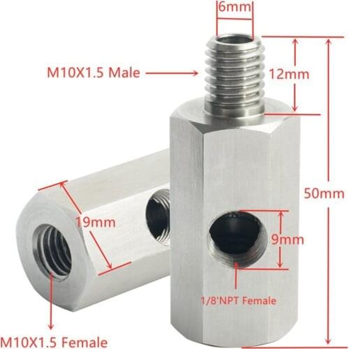 Oil Pressure Sensor 1/8'' BSPT Stainless Steel Tee to NPT Adapter Turbo Feed Line Gauge Tee Adapter
