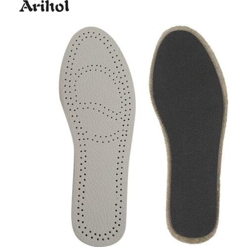 Handcrafted Breathable Leather Insoles Cowhide Inserts for Shoes Ultra Thin Deodorant Sole Pads Sweat Absorb Boots Insoles