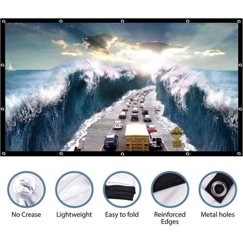Projector Screen 16:9 84 150 inch Reflective Fabric Cloth Home Outdoor Office KTV 3D HD Simple Curtain Anti-Light Folding Screen
