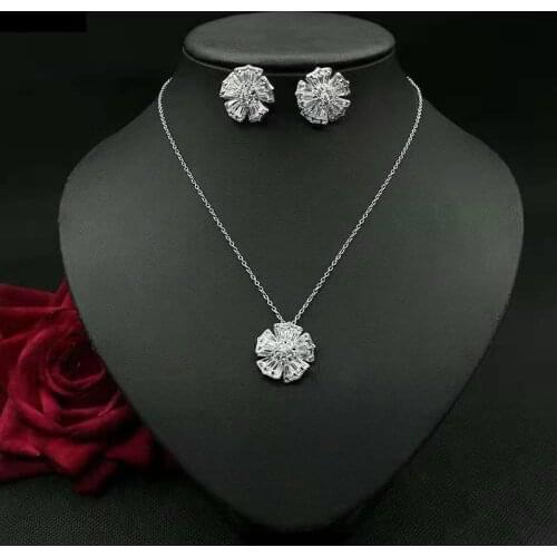 Funmode Charm Design Flower Design Pendientes Jewelry Sets For Women conjuntos de mujer Wholesale FS145