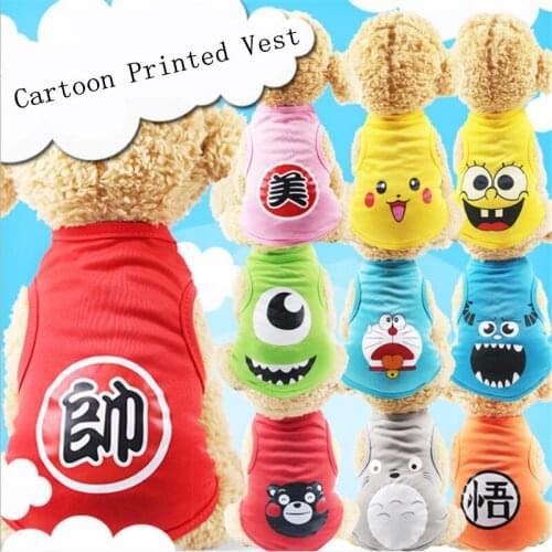 Pet Dog T-shirt Soft Puppy Dogs Clothes Cute Pet Dog Clothes Cartoon Clothing Summer Shirt Casual Vests For Small Pets XS-XXL