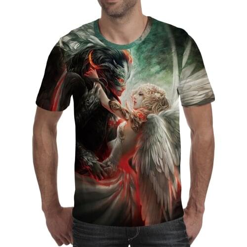 2021 summer Angels and demons 3D print T Shirt men/women Unisex-Adult t shirt Hip Hop Streetwear tee shirt homme