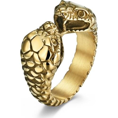 Hot Offer High Promotion Animal Double-Head Snake Finger Rings For Men Male Unisex Titanium Stainless Steel Unique Summer Sale
