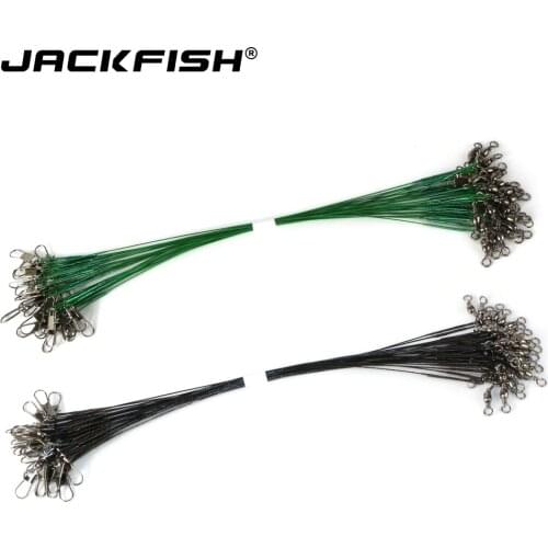JACKFISH 30PCS/lot fishing gear accessories Connector Fishing Line Steel Wire Leader fishing tackle box copper swivel
