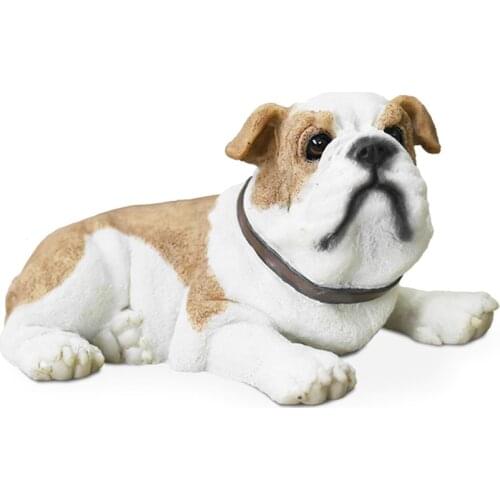 JJM Fat British Bulldog Dog Pet Figure Canidae Animal Resin Model Car Decor Collector Toys Educational for Adults Kids Gift