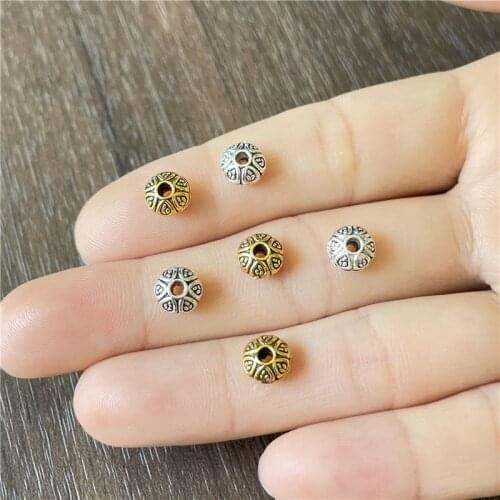 30pcs 7mm perforated oblate metal beads for jewelry making DIY handmade bracelet necklace accessories connectors wholesale
