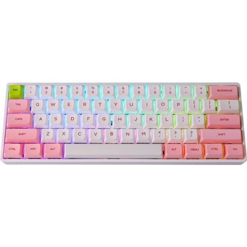 SK61S 61 Keys GSA Dye-Sub PBT Keycaps Bluetooth Type-C Dual Mode USB RGB Mechanical Gaming Keyboard - White (Blue Switch)