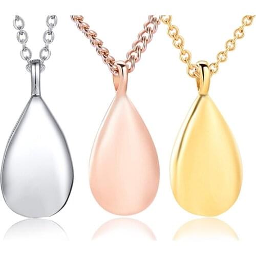 Fashion Teardrop Stainless Steel Pendant Necklace For Mens Womens Keepsake Cremation Memorial Jewelry