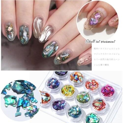 New Natural Shell Piece Abalone Nail Drill Thick Section High Gloss Nail Art Jewelry Set DIY Nail Art Decoration Glitter Sequins