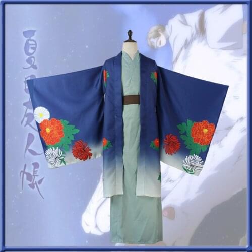 Natsume Yuujinchou Natsume Takashi Cosplay Costume Japanese Printting Kimono Yukata Halloween Costume for Adult Male and Female