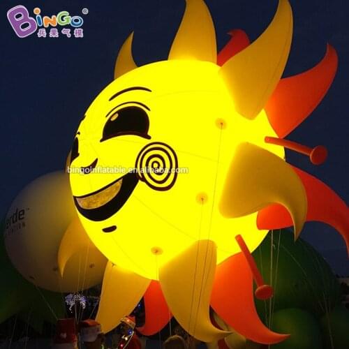 6 meters height PVC inflatable lighting sun smile decoration customized LED sun face flower Christmas toy for event