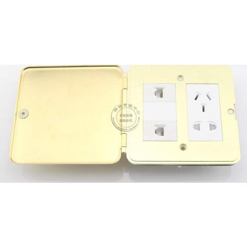Flip Type Floor Socket Network RJ45 Cat5e & RJ11 Cat3 Telephone & Five Hole Power Socket Ground Outlet