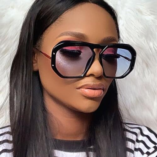 2021 New Luxury Brand Gradient Sunglasses For Women Vintage Alloy Single Bridge Irregular Sun Glasses Men Black Clear Eyewear