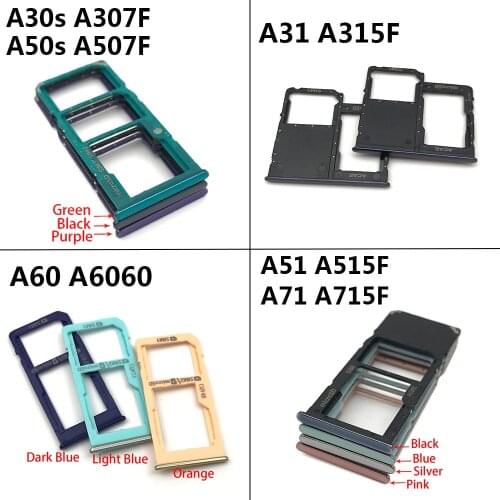 New Sim Card Slot tray Holder For Samsung A30S A307F A50S A507F A31 A315F A51 A515F A71 A715F A60 A6060 Repair Part