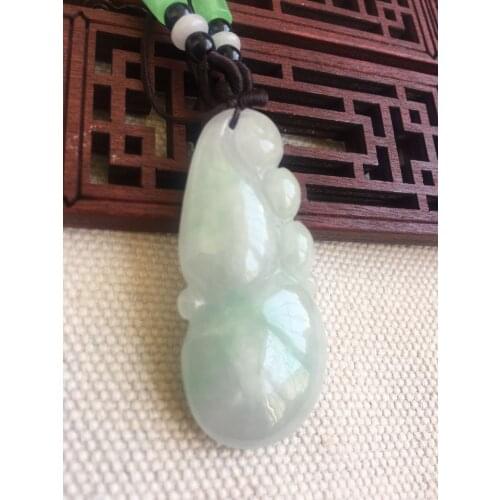 Natural Myanmar green jade pendant necklace hand-carved jade gourd emerald necklaces jadeite jade jewelry necklace women