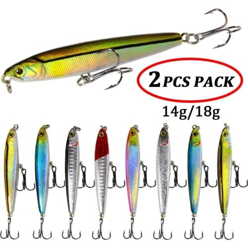 14g/18g Pencil Fishing Lures Sinking Distant Bait Artificial Hard Fish Lures Fishing Hook Treble Saltwater Freshwater Equipment