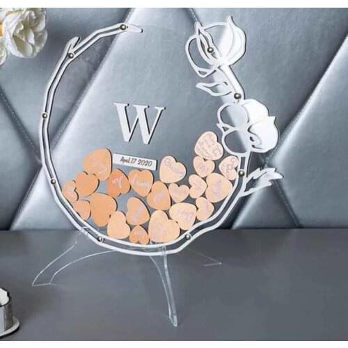 Transparent Wedding Guest Book, Guest Book, Personalized Wedding Flower Guest Book ,Custom Your Content Acrylic Drop Guest Boo