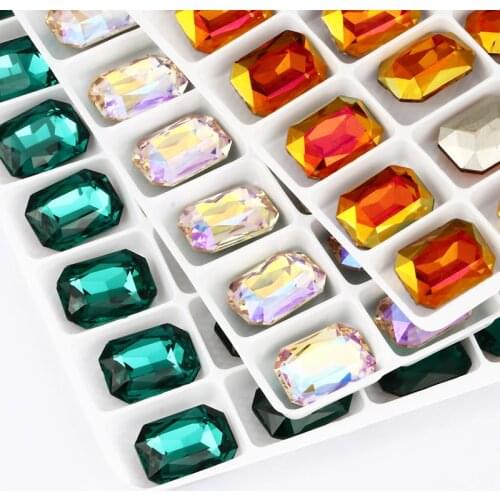 Purest Material K9 Glass Rhinestones for Clothing Point Back Rectangle Jewelry Stones Loose Strass Beads Clothes Accessories