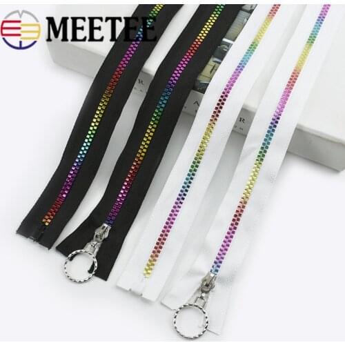 Meetee 2Pcs 40-80cm 5# Resin Zipper Auto Lock Open-End Zips Coat Jacket Repair Replacement Zip Clothing Sewing Decorate Zippers