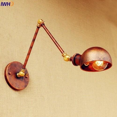Rust Loft style Industrial Wall Light Fixtures Wandlampen Swing Long Arm Vintage Wall Lamp Retro Sconces Appliques LED Pared