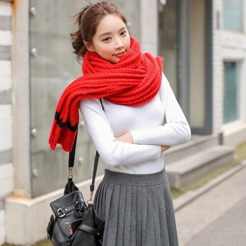 New fashion Korean version of the wool scarf unisex winter student couple thick warm knitted scarf ladies autumn and winter