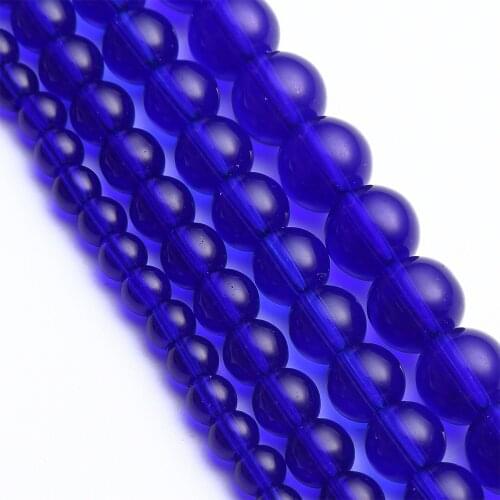 Dark Blue Glass Beads Natural Stone 4 6 8 10 12mm Round Loose Beads DIY Making Bracelet Necklace Jewelry Accessories