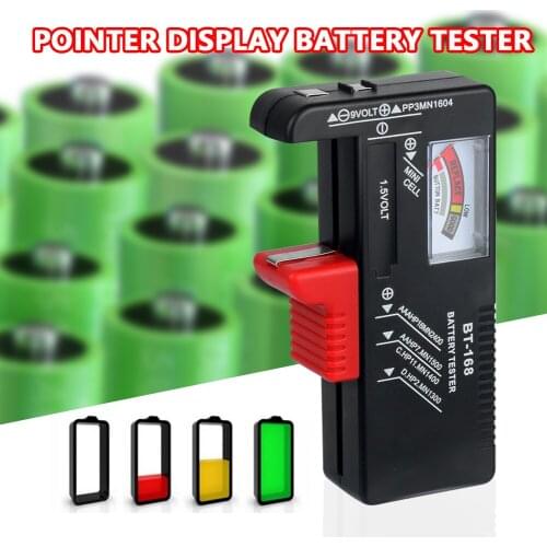 BT-168 Battery Capacity Tester AA/AAA/C/D/9V/1.5V Universal Button Cell Battery Colour Coded Meter Indicate Volt Tester Checker