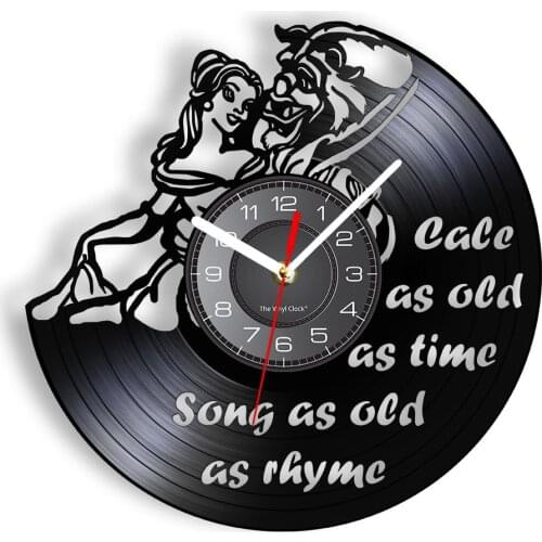 Tale As Old As Time Lyrics Vinyl CD Disc Wall Clock For Kids Room Song As Old As Rhyme Vinyl Album Re-purposed Record Clock