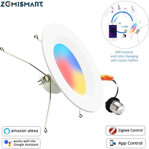 Zemismart Smart Downlight Tuya Zigbee 3.0 RGBCW Ceiling Recessed Light 6 Inch US E27 Smartthings Alexa Google Home Panel Light