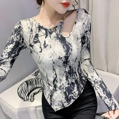 Long Sleeve Sexy Tops Blouse Autumn New Fashion Blouse Tops Women Elegant Irregular Leopard V-neck Bottomed Shirt Blusa 17008
