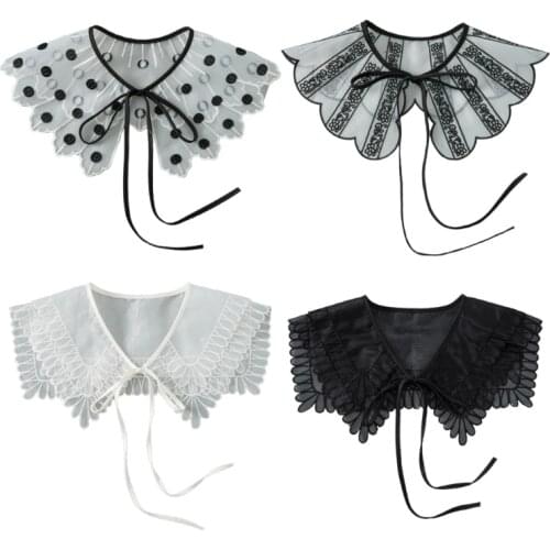 Women Organza Faux Collar Various Style Embroidery Fake Collar Breathable False Collar Dress Ornamental Collar Necklace