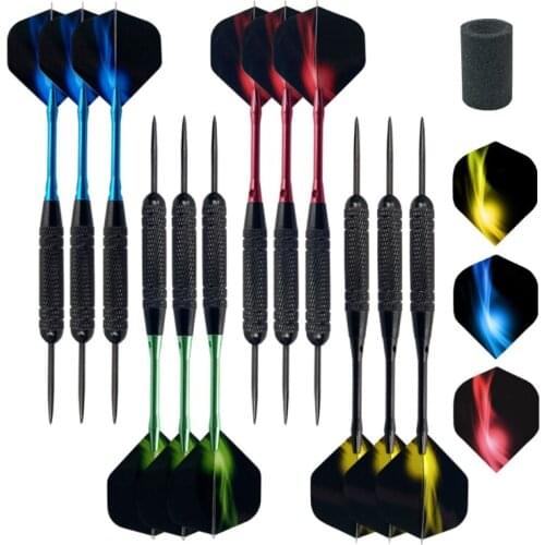 OOTDTY 12pcs Professional Darts Steel Tips Aluminum Shafts PET Flight for Electronic Dartboard Outdoor Indoor Games