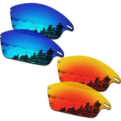 SmartVLT 2 Pairs Polarized Sunglasses Replacement Lenses for Oakley Fast Jacket Ice Blue and Fire Red
