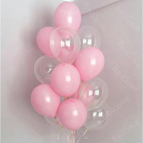 20pcs/lot Pink Transparent Latex Helium Balloons Valentines Day Wedding Marriage princess birthday Decoration Baby Shower Girl
