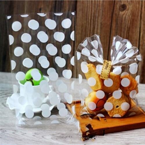 25PCS plastic transparent cellophane dot gift bag candy biscuit snack baking packaging DIY wedding birthday party decoration
