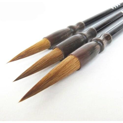3pcs/set High Quality Weasel Hair High Elastic Calligraphy Pen Brush Painting Couplets Middle Small Regular Script Writing Brush