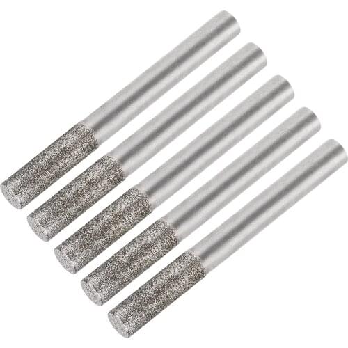 Uxcell Diamond Burrs for Rotary Tool 1/4-Inch Shank 10mm Tapered 120 Grit 5 Pcs Cylindrical 6mm