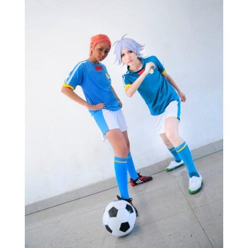 Anime! Inazuma Eleven Inazuma Japan Soccer team Summer School Uniform Cosplay Costume Sprotswear For Men Free Shipping