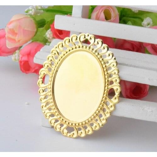 Free shipping 10Pcs Gold Plated Filigree Cabochon Setting Wraps Connectors Crafts Decoration DIY Embellishments 60x50mm F0836