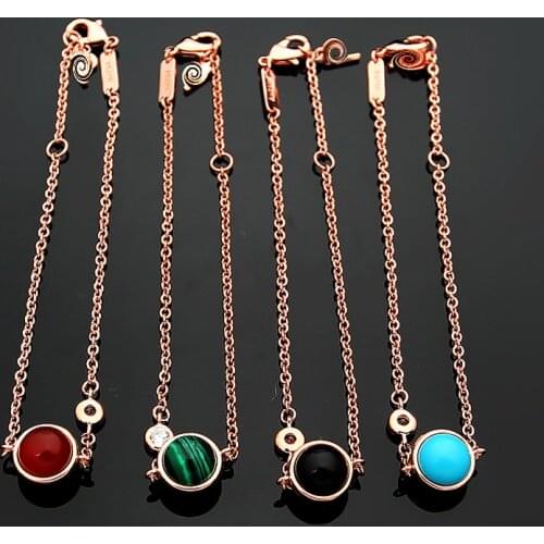 High Quality Rose Gold Tone 4 Kinds of Color Rotatable Bead P Earl Bracelet for Women Best Gift