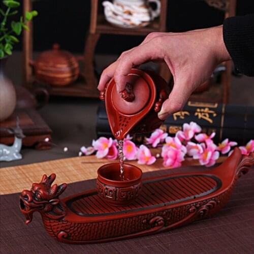 Household Chinese Kung Fu Tea Set Ceramic Tea Set Tray Kung Fu Tea Tray Ceramic Dry Brewing Table Mini Simple Tea Boat Tray