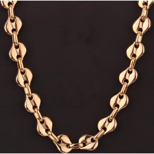 10mm Wide Gold Rhombus Chain Stainless Steel Necklace Wowems Mens Religious Necklace Fashion Jewelry