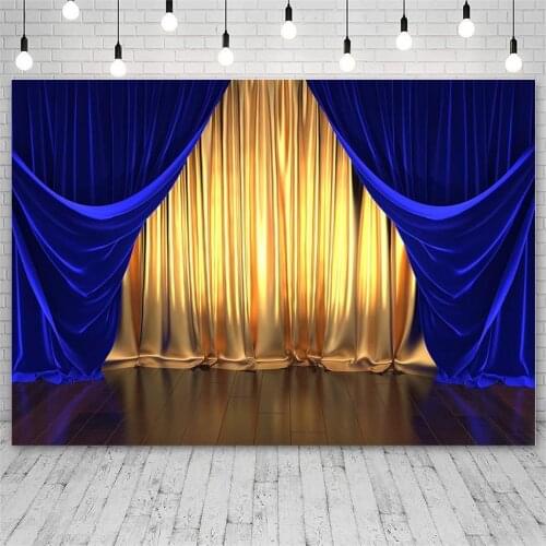 Avezano Backdrops Birthday Party Baby Shower Golden Blue Curtain Stage Photography Backgrounds For Photo Studio Photozone Decor