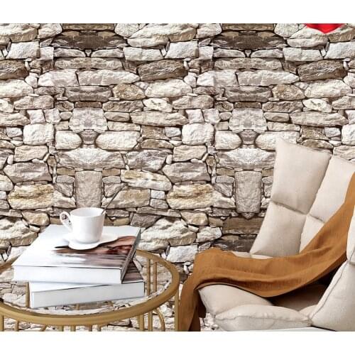 Home Decor 3D PVC Wood Grain Wall Stickers Paper Brick Stone Wallpaper Self-Adhesive Living Room Bedroom Kitchen Decoration