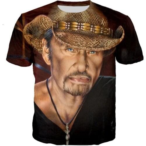 French Johnny Hallyday T Shirt 3D Printed Rock T Shirts Men And Women Cool Casual Streetwear Hip Hop Clothes Harajuku Tops Tees