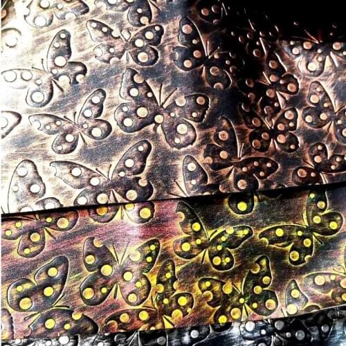1 Yard Butterfly Pattern Vintage Rapid Embossed PU Leather for Home Decor Furniture Upholstery Application Faux for Bags Making