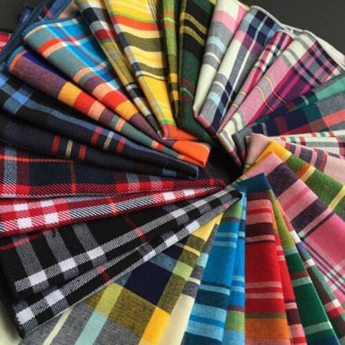 GUSLESON Classic color Plaid Print Handkerchiefs for Men Business Casual Square Pockets Handkerchief Wedding Gift Hankies