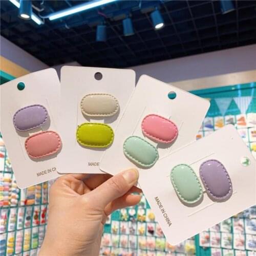 2 Piece Small Cute Hair Pins For Girls Bright Pu Hair Clips Children Kids Hair Styling Tools Baby Clip Barrettes Hair Grip